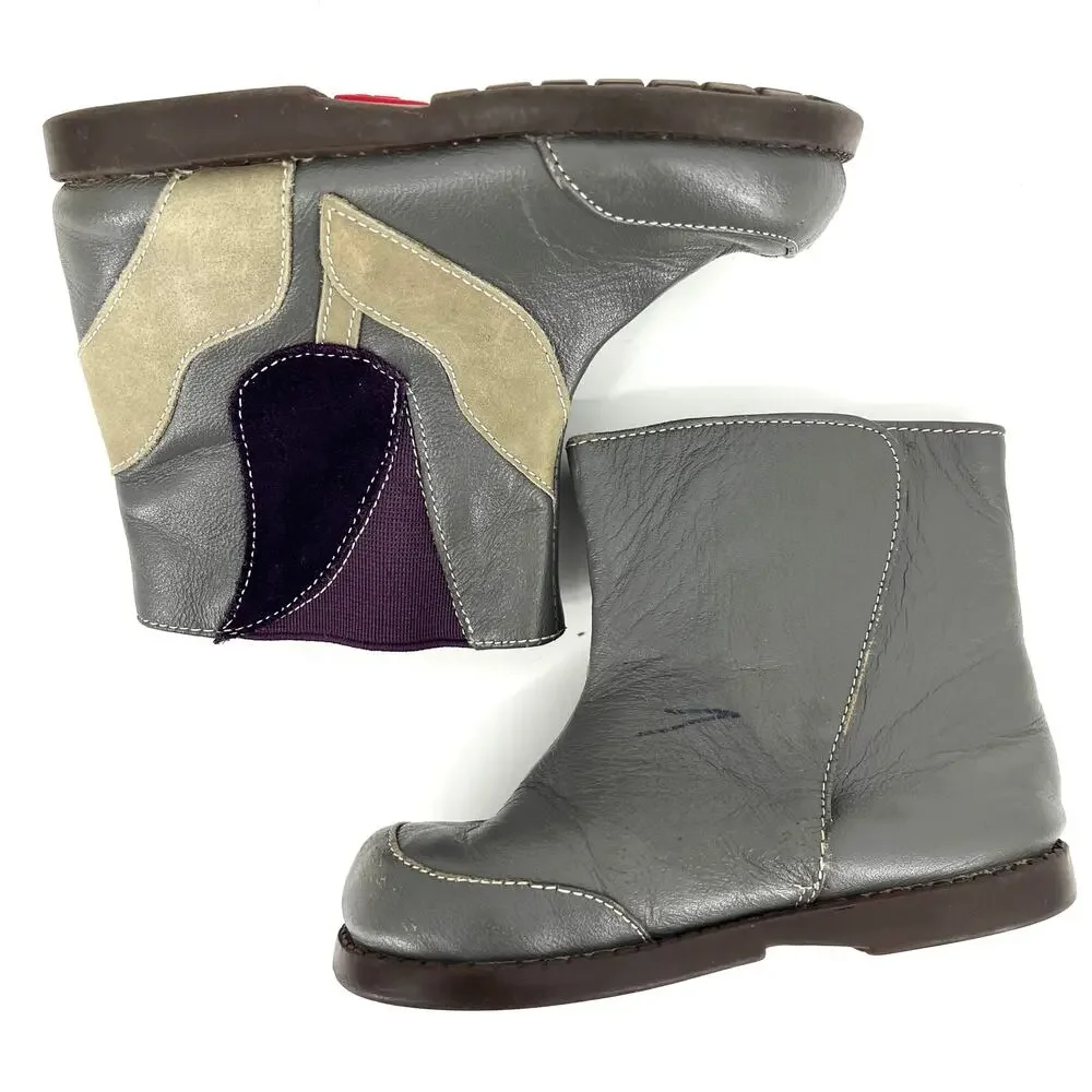 See‎ Kai Run gray red leather toddler booties (7)